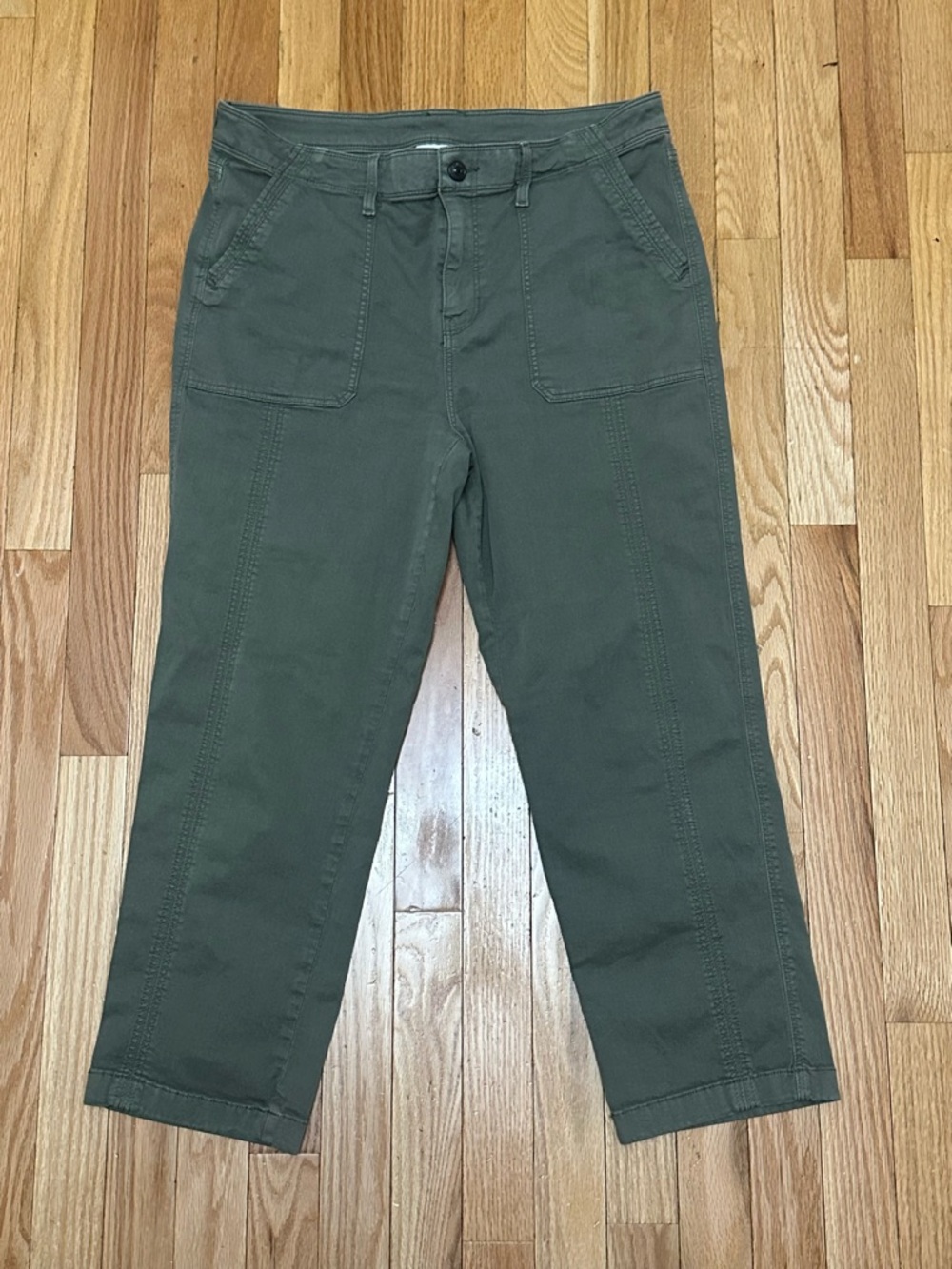 Chico's Olive Green Straight-Leg Utility Jeans